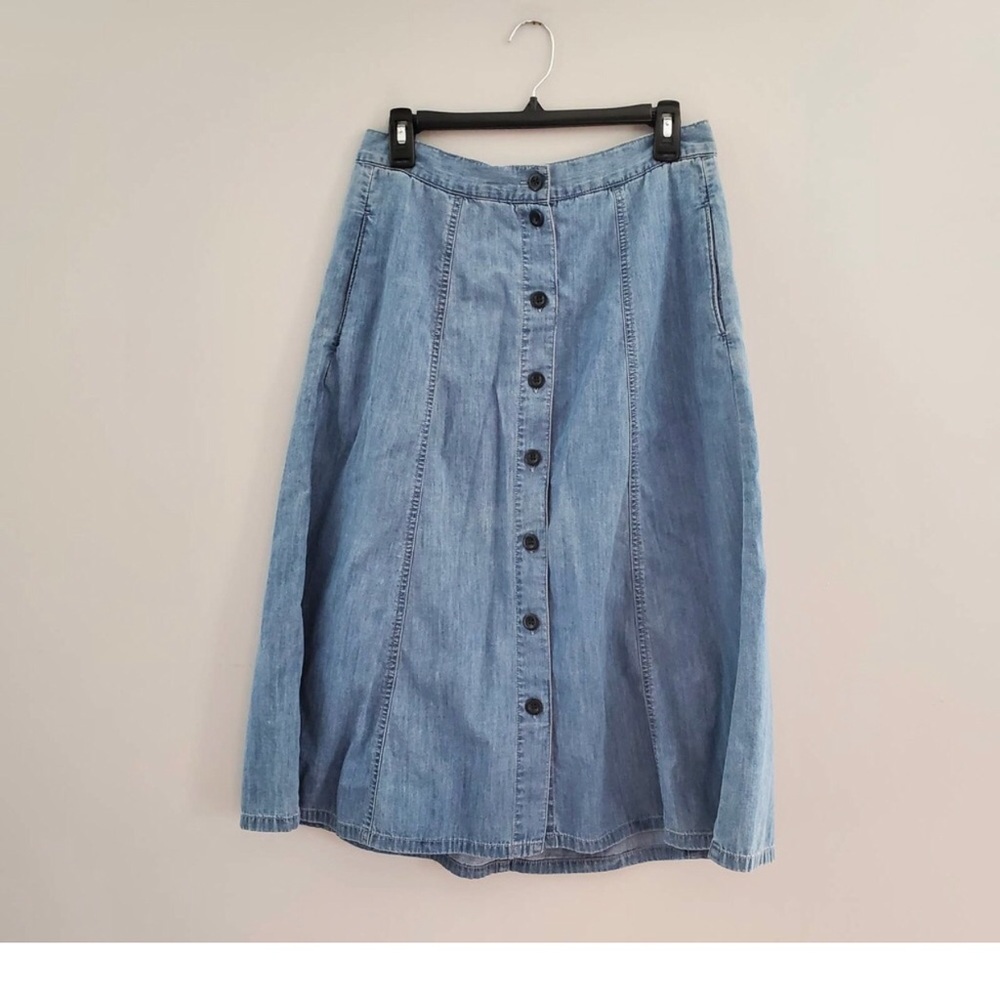 J. Crew Chambray Midi Jean Skirt - excellent quality